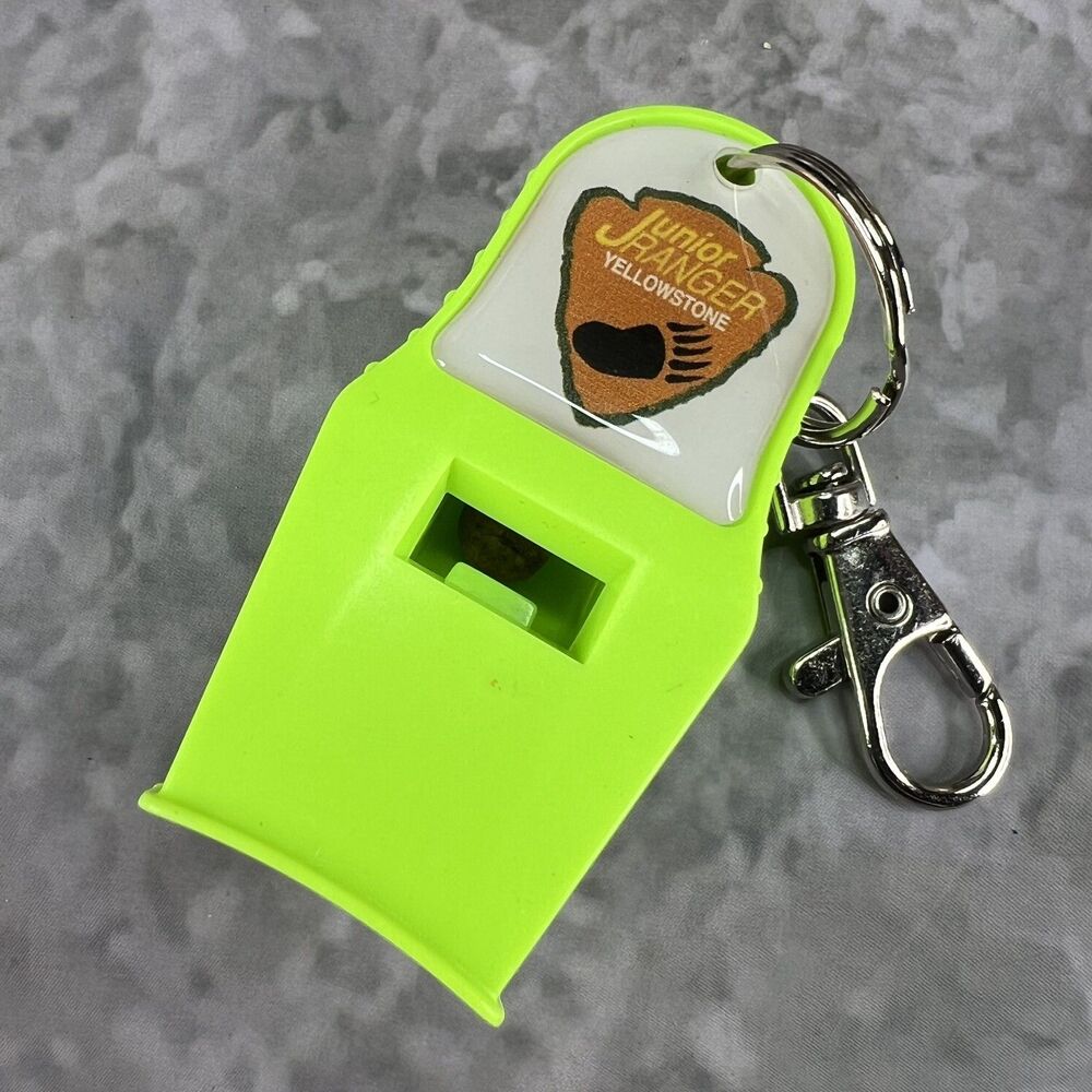 Junior Ranger Yellowstone National Park Whistle Keychain Green